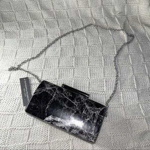 Marble Printed Vegan Leather Minaudiere Clutch